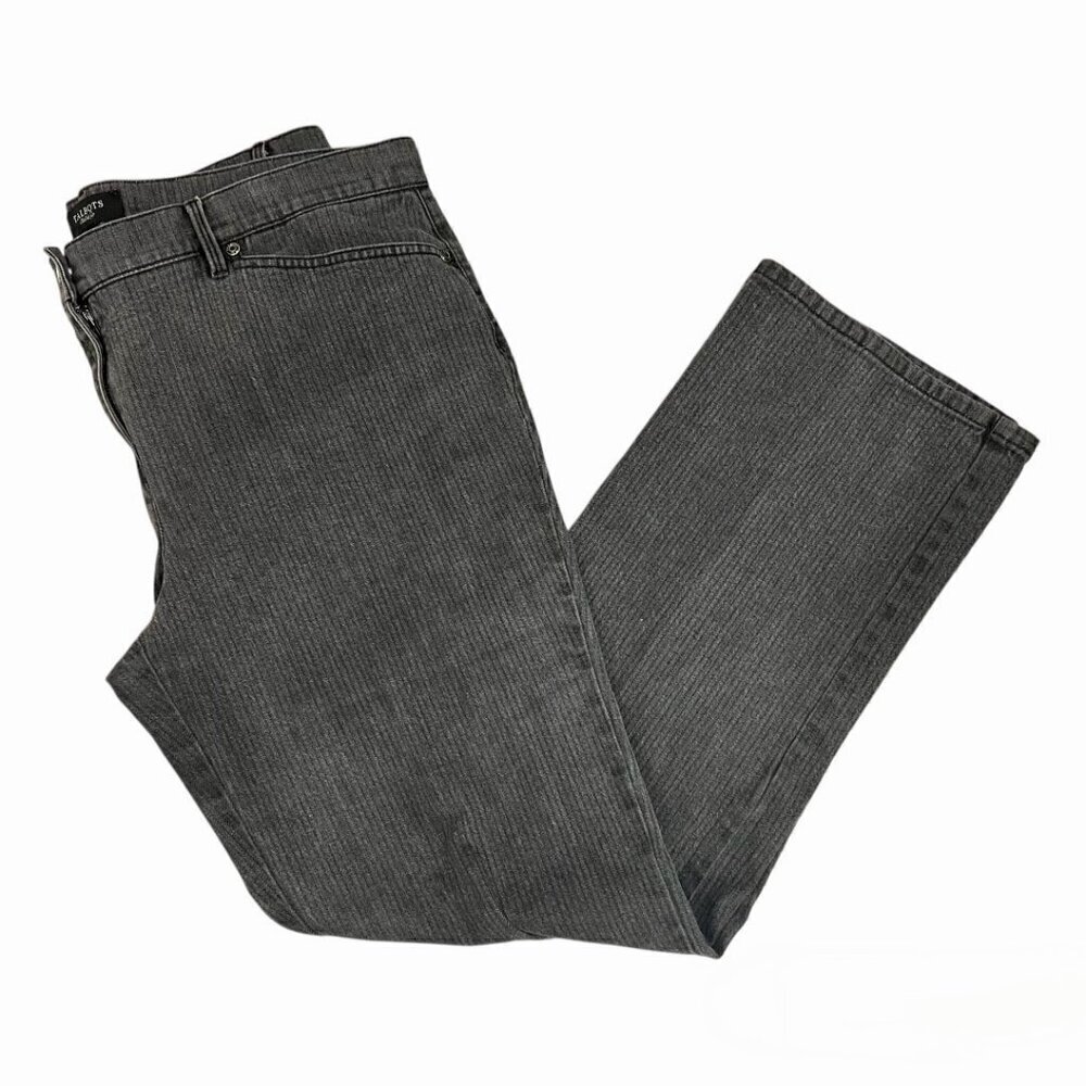 Talbots Women’s Jeans Gray Black Pinstripe Classic Bootcut Denim Size 14